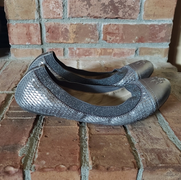Tory Burch Silver Gabby Python Ballet Flats - Picture 4 of 10